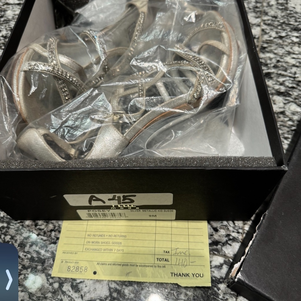 Silver sandals with rhinestones